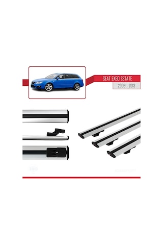 Seat Exeo 3r9 2009-2013 Arası İle Uyumlu Basic Model Ara Atkı Tavan Barı Gri 3 Adet