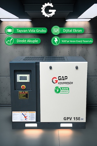 Gap Kompresör İnvertörlü Vidalı Hava Kompresörü 15 HP Tek Makine GPV15e