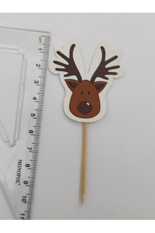 30 Adet Dekoratif Karton Ren Geyiği Şeklinde Yılbaşı Kürdanı 6,5 Cm
