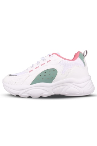 Mp 242-2076 Beyaz Yeşil Kadın Bağcıklı Spor Ayakkabı Beyaz - Yeşil