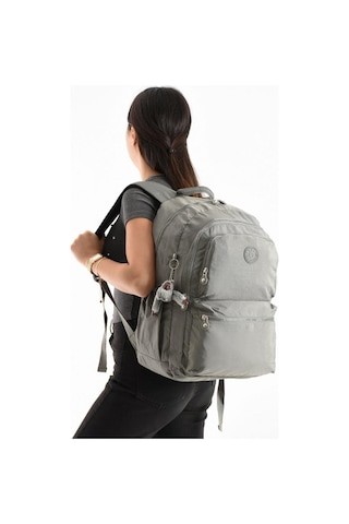Baginn Unisex Kadın Sırt Çantası Gümlük Kullanıma Uygun Büyük Boy Seyahat Çantası 43 30 Cm Okul Çantası Gri