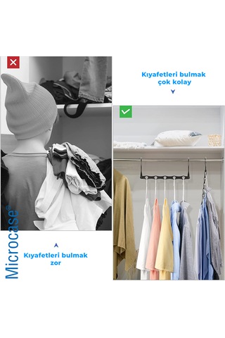 Microcase 5 Delikli Çok İşlevli Katlanabilir Askı Düzenleyici Organizer 2 Adet Al5358 Siyah
