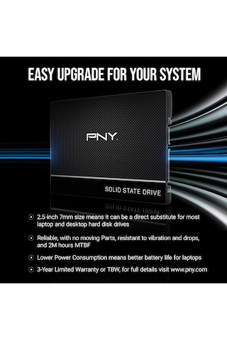 Pny Cs900 250gb 535/500mb/s 2,5" Sata3 Ssd Ssd7cs900-250-rb