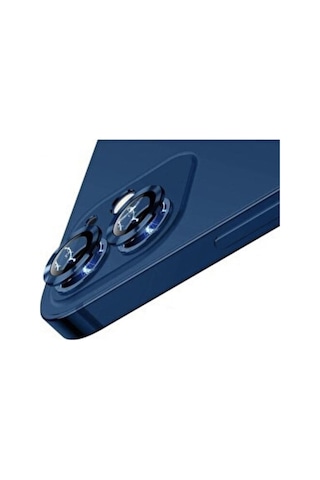 Apple Uyumlu iPhone 12 Mini Kamera Koruyucu Lens Mercek Metal Çerçeveli 2li Set Mavi Blue