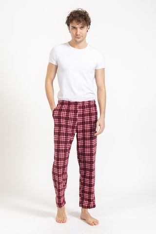 Erkek Polar Kışlık Eşofman Alt Desenli Tampap Polar Alt- 1005 Kırmızı