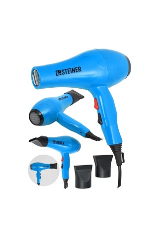 Alman 3600 Watt Profesyonel Saç Kurutma Makinesi Fön Makinesi Ac Motor Ms-9001 Mavi + 2 Adet Başlık