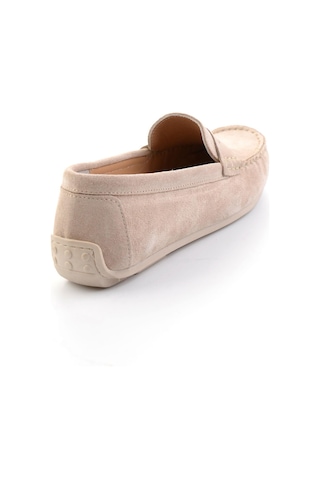 Bambi Bej Hakiki Deri Kadın Loafer Ayakkabı K01045035702 Bej
