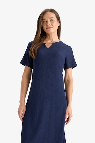 Defacto Regular Fit Apaş Yaka Basic Düz Bürümcük Kısa Kollu Midi Elbise D3834ax25smnv135 Lacivert