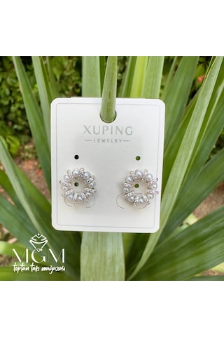 Xuping Taşlı İnci Detaylı Küpe - Kp00221