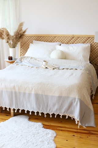 Hazal Noktalı-Safir Desenli Çift Kişilik Pike 200 x 240 CM Gri