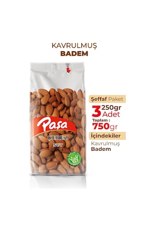 Paşa Kuruyemiş Kavrulmuş Badem Şeffaf 3 x 250 G