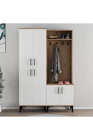 Ferniso Mobilya Portmanto+ayakkabılık Ceviz-beyaz