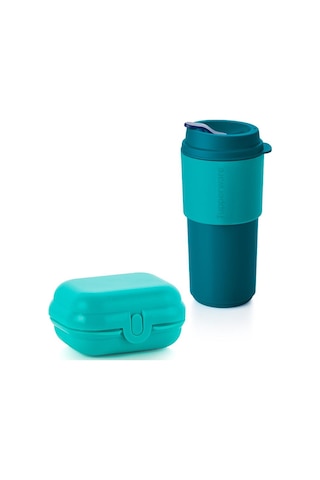 Tupperware Eco+ Mini Taşıma Kabı & Hep Yanımda Kupam 490ml Mavi
