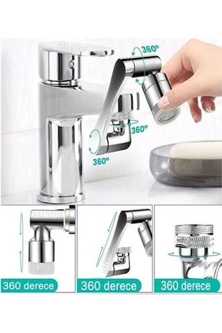 Bnl Ticaret 1080 Dönebilen Akrobat Musluk Başlığı - Robotik Kol Mutfak Ve Banyo Lavabo Ucu, Su Tasarruflu Çift Modlu Beyaz