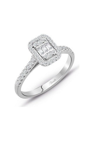 Modern Tasarım 0.35 Ct Baget Kare Tektaş Yüzük