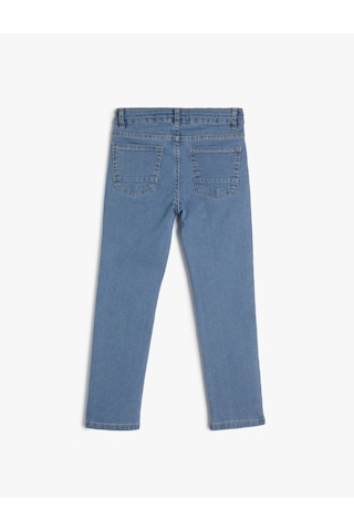 Koton Kot Pantolon Ayarlanabilir Lastikli Pamuklu - Slim Jean Orta İndigo 4skb40023td