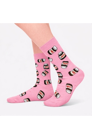 Carnaval Socks Pembe Yummy Nutella Desenli Renkli Soket Çorap Çok Renkli