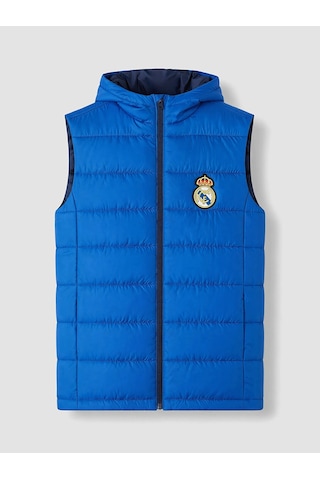 LC Waikiki Lcw Kids Mavi Kapüşonlu Real Madrid Nakışlı Erkek Çocuk Şişme Yelek Dark Blue