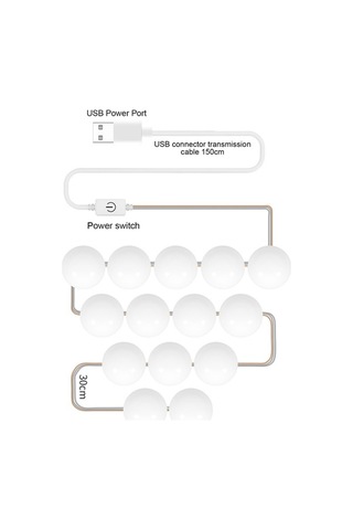 Didadodo Usb Makyaj Aynası Işığı - 3 Renk Aydınlatma, 2/6/10/14 Ampul Seçenekli, Dimmer Fonksiyonlu Çok Renkli Led Makyaj Aynası Çok Renkli