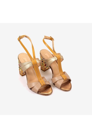 Hawen Angels Kadın Kösele Taban 9,5cm Taşlı Topuklu Gece & Abiye Ayakkabı 380-74 Çok Renkli