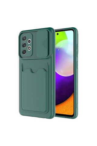Zore Galaxy Uyumlu A72 Kılıf Msra Kartix Kapak - Koyu Yeşil Koyu Yeşil