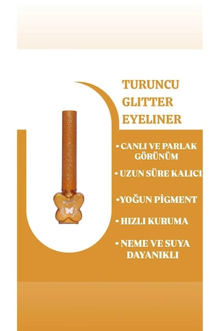 Mov Glitter Eyeliner Dore Altın Metalik Kalem Eyeliner, Suya & Tere Dayanıklı Turuncu