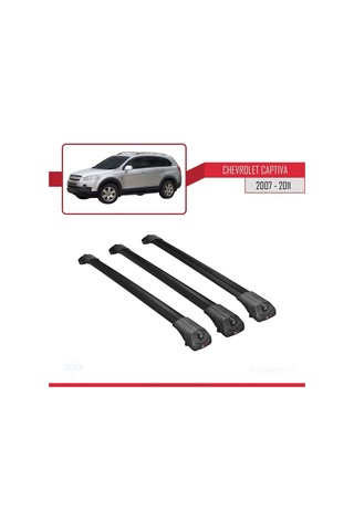 Chevrolet Captiva 2007-2011 Arası İle Uyumlu Ace-1 Ara Atkı Tavan Barı Siyah 3 Adet Bar
