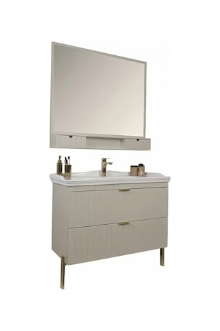 Kobos Noble 100 Cm Banyo Dolabı Seti Luna Gri