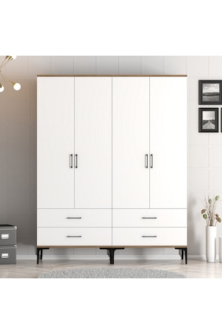 Variant Kumsal 4 Kapılı Tt Gardrop - Ceviz / Beyaz