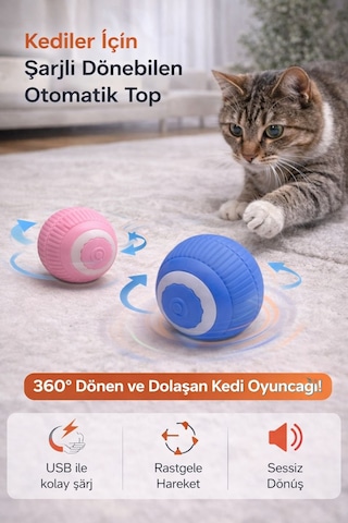 Kedi Oyuncagı İnteraktif Hareketli Top
