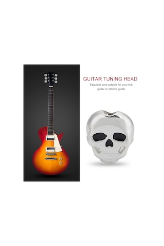 Vkemall Gitar Akort Burcu Kapağı - Silver Kasa Formu, 6 Adet Set, Folk Ve Elektro Gitarlar İçin, Koruyucu Ve Dekoratif Aksesuar Gümüş