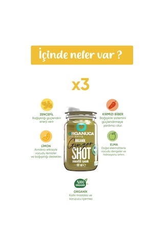 Organik Zencefil Shot 3'lü Paket 60 G