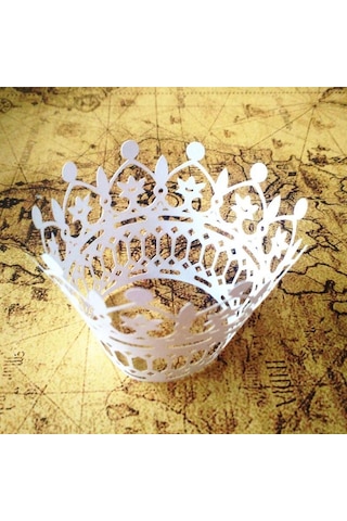 Suntek 50 Adet Lazer Kesim Taç Tema Cupcake Sarmalayıcılar