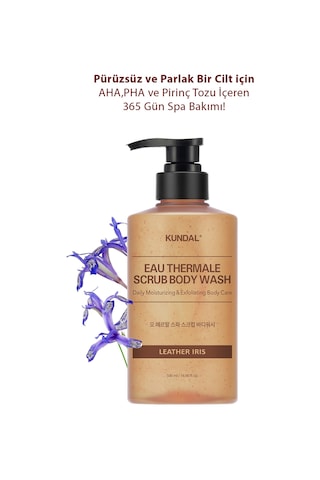 Kundal Leather Iris Nemlendirici ve Arındırıcı Tanecikli Vücut Yıkama Jeli 500 ML