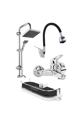 Pro Germany Mix Banyo Bataryası Robot Yağmurlama Tepe Duş Seti Krom
