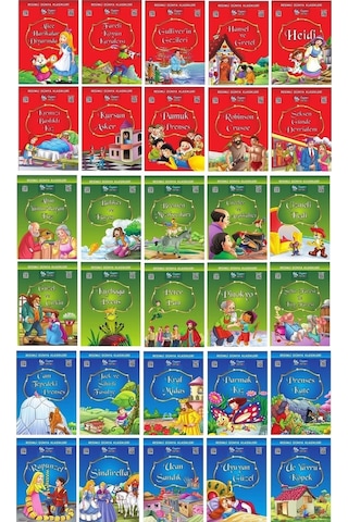 1.ve 2. Sınıflar Için Resimli Dünya Klasikleri 1-2-3 30 Kitap + Kitap Okuma Not Defteri