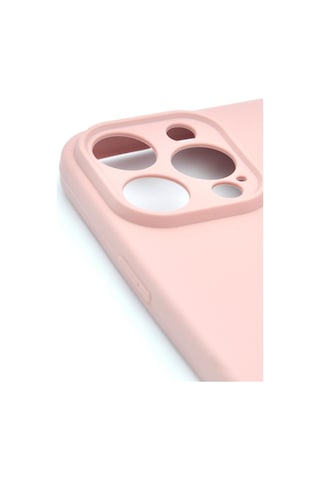 Apple Uyumlu iPhone 13 Pro Düz Renk Esnek Yumuşak Silikon Kılıf Rubber Pudra Pembe