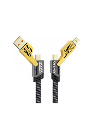 4 Ü 1 Arada 65w Hızlı Şarj Kablosu Usb Ve Type-c Girişli, Örgülü Dayanıklı