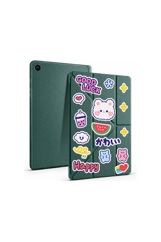Samsung Galaxy Tab A11 Plus / Tab A9 Plus Uyumlu Kalem Bölmeli Kawaii Origami Standlı Uyuku Modlu Tablet Kılıfı Arka Kapak