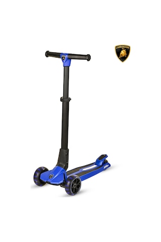 Lamborghini Lisanslı L1 Luxury Katlanabilir 3 Tekerlekli Işıklı Çocuk Scooter Pembe Mavi