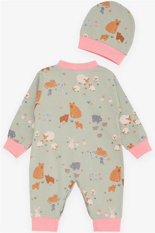 Breeze Kız Bebek Tulum Bahar Temalı Hayvancık Desenli 0-3 Ay-6 Ay, Mint Yeşili-Mint Yeşili