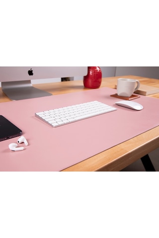 Still & Silent Pink Gerçek Deri Desk Mat Apple Uyumlu MacBook Altlığı