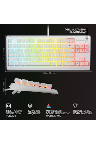 Steelseries Apex 3 Tkl Rgb Suya Ve Toza Dayanıklı Türkçe Gaming Klavye Beyaz