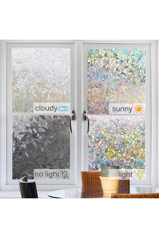 Dianziye 3d Desenli Statik Cam Filmi - Gizlilik Sağlar, Güneş Işığını Filtreler, Renkli Görsel Etki Oluşturur 45x200/300cm Seçenekli Beyaz