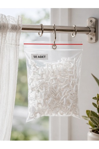 Geçmeli Perde Düğmesi Beyaz Plastik Korniş Düğmesi 50 Adet