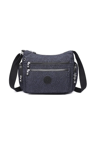 Smart Bags Orta Boy Çok Cepli Su Geçirmez Krınkıl Kumaş Kadın Omuz Çantası Puantiye Siyah