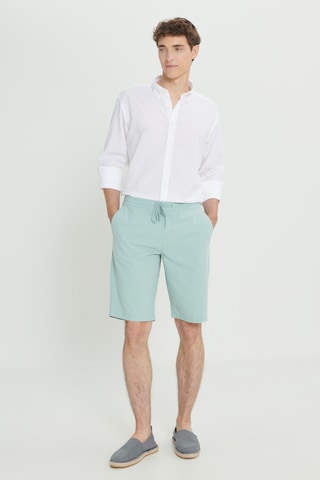 AC&Co / Altınyıldız Classics Erkek Beyaz Comfort Fit Rahat Kesim Düğmeli Yaka Keten Gömlek Beyaz
