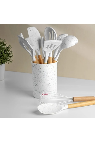 Nehir Angela Ahşap Silikon 12 Parça Servis Takımı