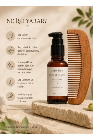 Minia Bahçe Amla Yağı 50 ML + Ahşap Tarak
