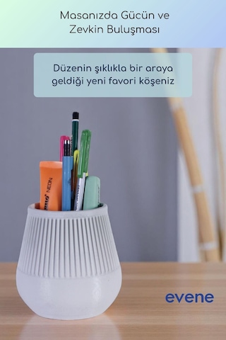 Kalemlik Masa Kalemliği Organizer Kalemlik Beyaz Renk Model 88 Çok Renkli